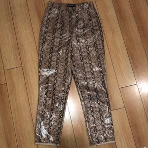 Faux Leather Snakeskin Pants